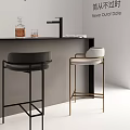 Bar chair with armrests 3d model