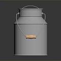 Classic Metal Milk Can With Wooden Handle And Shiny Surface On Dark Backdrop