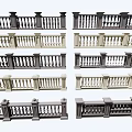 Gray And Beige Decorative Railings With Various Designs For Architectural Projects 3d model