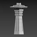 White Tower Shaped Multi Layered Traditional Chinese Architectural Components With Canopy Top 3d model
