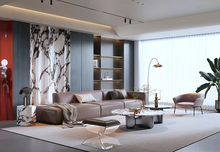 Italian Light Luxury Living Room Sofa Plug-in Combination Sofa Background Wall 3d model