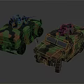 Two Camouflage Military Vehicles With Roof Mounted Weapons And Tactical Design