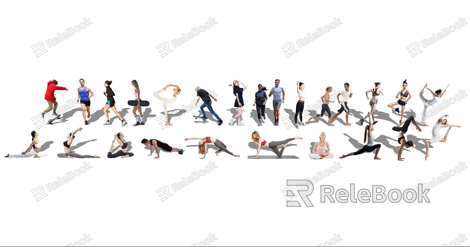 Modern Multiplayer Sports Figure Running Yoga Dance Roller Skating model