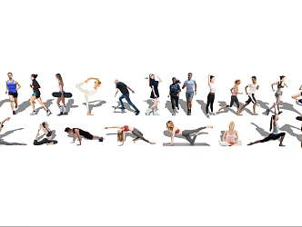 Modern Multiplayer Sports Figure Running Yoga Dance Roller Skating 3d model
