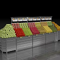 Retail Display Shelves with Organized Colorful Fresh Fruits in Modern Store Setup