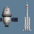 Chinese Spacecraft With Solar Panels And Rocket For Space Exploration Missions 3d model