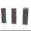 Architectural Scene Components Featuring Stone Arch Wooden Fence And Metal Panel