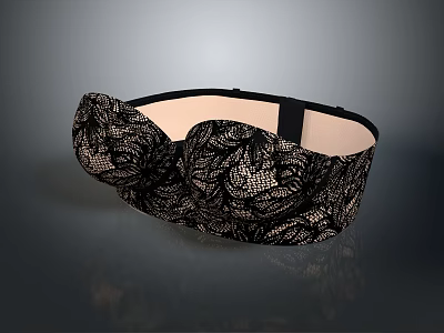 Black Lace Headband With Elegant Design Delicate Pattern And Comfortable Fit 3d model