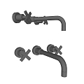 Modern Chrome Wall Mounted Bathroom Faucet With Double Cross Handles Design
