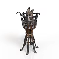 Rustic Iron Lighting Combination With Wooden Logs And Decorative Stand For Indoor Use