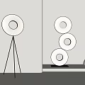 Modern Floor Lamp With Circular Shade Tripod Base And Stacked Layer Design 3d model