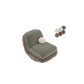 Modern Curved Upholstered Single Sofa With White Round Pillow And Multiple Color Options