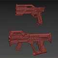 Sci Fi Weapons Pistol And Rifle With Futuristic Design And Glowing Details