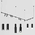 Modern Black Minimalist Ceiling Light With Linear Metal Design And Multi Lamps