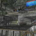 Futuristic Industrial Structure With Radial Metal Framework And Illuminated Interior