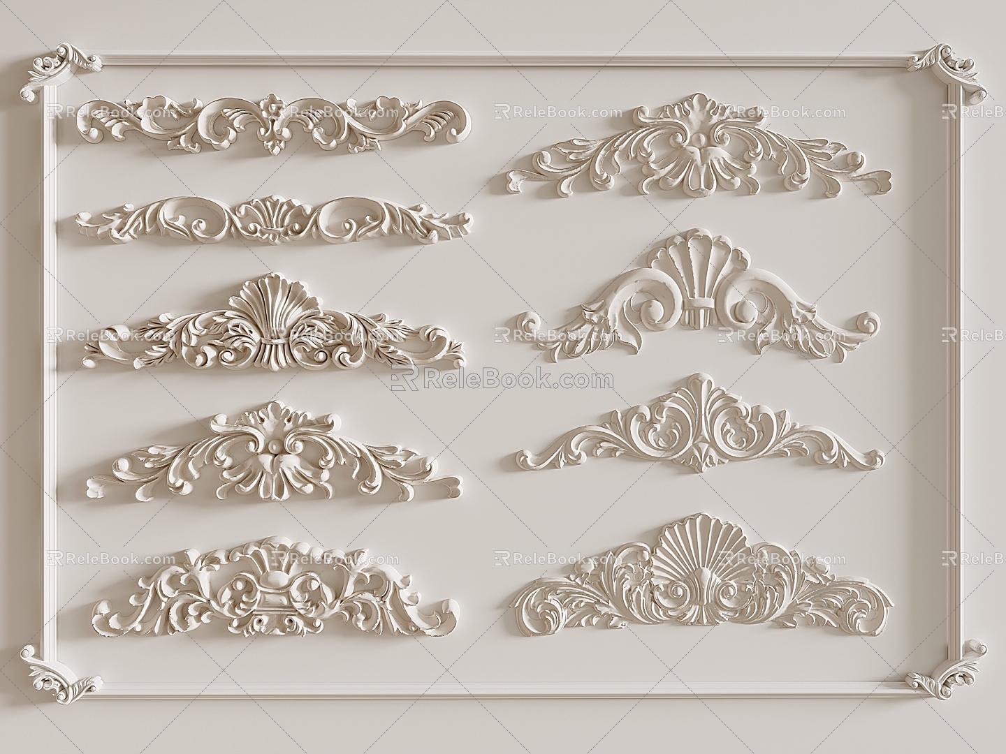 European-style carved plaster 3d model