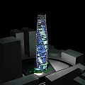 Modern Commercial Complex With Spiral Design And Diamond Shaped Glass Facade Against Sunset Sky