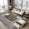 New Chinese Sofa Coffee Table Combination 3d model