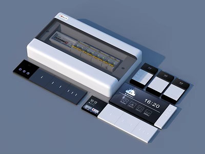 Smart Home Living Devices With Modern Control Panel And Digital Display Switches 3d model