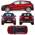 Red Mercedes Benz AMG SUV Coupe Front Rear Side Top Views With Alloy Wheels