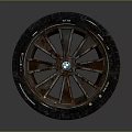 Modern Car Tire With Silver Spoke Alloy Wheel Rim And Central BMW Logo Design