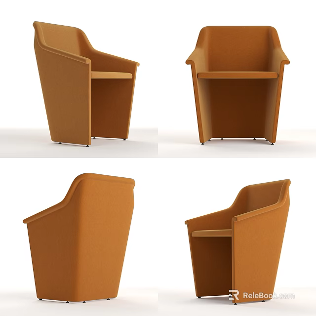 Modern Orange Single Sofa With Ergonomic Design Upholstered Fabric And Different Angles View 3d model