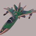 Green And Pink Fighter Jet With Multiple Wings And Triangular Nose Marking 3d model