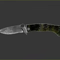 Folding Knife With Sharp Metal Blade And Black Handle On Dark Reflective Surface