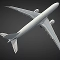 White Passenger Aircraft 3D Model With Extended Wings And Engines