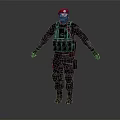 Tactical Character With Red Beret Mask And Black Full Body Tactical Gear