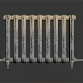 Vintage Old Cast Iron Radiator With Rusted Surface And Multiple Fins