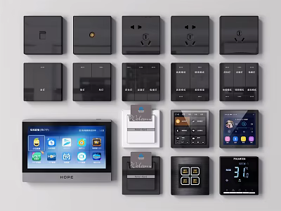 Smart Modern Switch Panels With Multiple Styles And Home Control Functions 3d model