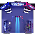 AMX eSports Stage Setup With Large Screens Vibrant Lighting And Modern Interactive Displays