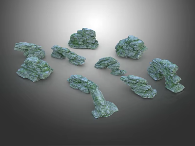Natural Stone Decorative Rock Pieces In Various Shapes For Interior Design 3d model
