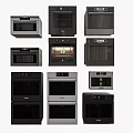 Modern Kitchen Appliances Featuring Various Ovens And Microwaves In Different Styles