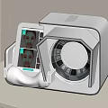 White Medical Device With Display Screen Showing Facial Images And Rotating Circular Component