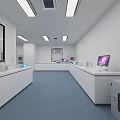 Modern Laboratory Interior With Lab Benches Computers Fume Hoods And Warning Signs