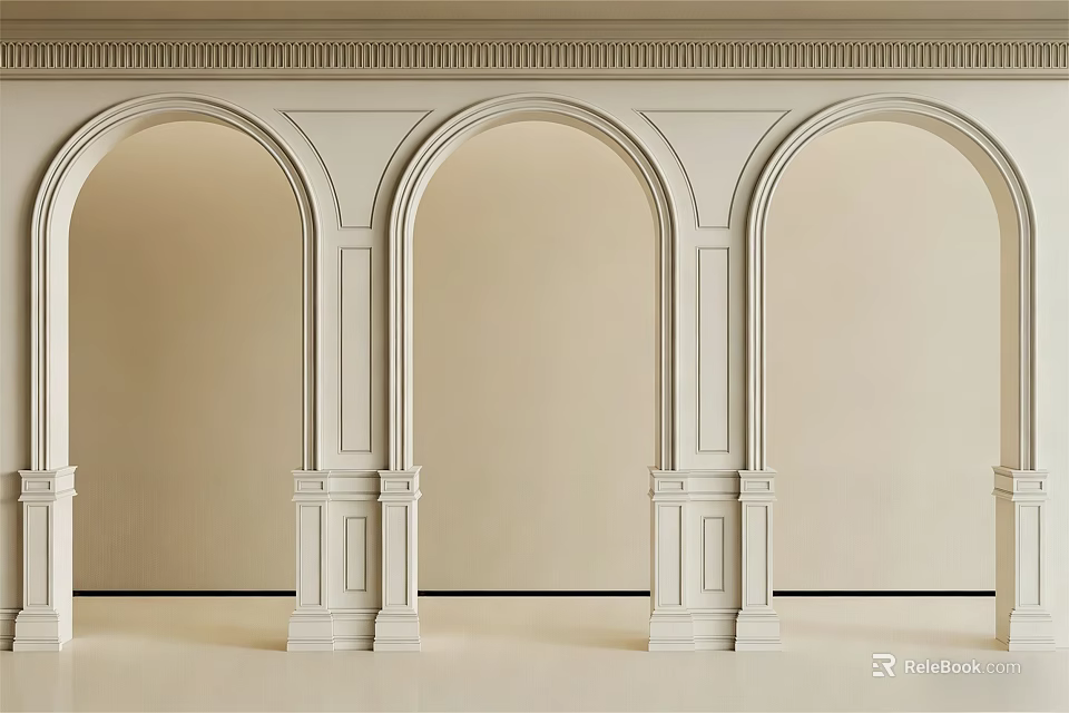 Decorative Architectural Components With Arched Openings And Ornate Columns 3d model 