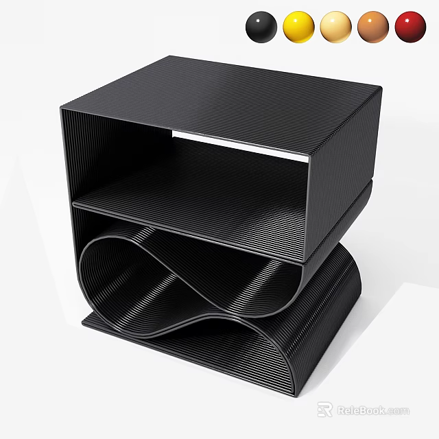 Stylish Modern Black Coffee Table With Unique Curved Layered Structure And Textured Finish 3d model 