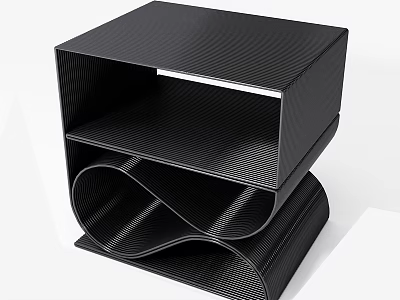 Stylish Modern Black Coffee Table With Unique Curved Layered Structure And Textured Finish 3d model