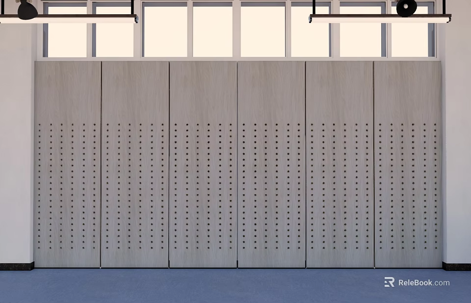 Modern Decorative Cabinet With Sleek Perforated Panels In Interior Space 3d model 
