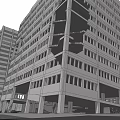 Wireframe Style Detailed Modern Urban Cityscape With Tall Buildings And Street