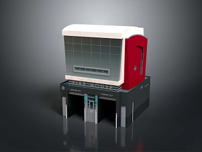 Modern National Sports Center Architectural Model With White Roof Red Facade And Entrance 3d model