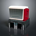 Modern National Sports Center Architectural Model With White Roof Red Facade And Entrance