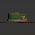 Green Decorative Wide Brim Hat With Red Accent And Straw Top Decoration