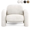 Beige Upholstered Leisure Chair With Rounded Armrests And Plush Seat Design