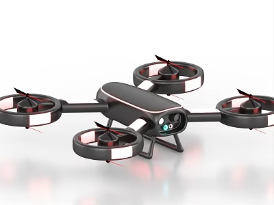 Black Quadcopter Drone With Camera And Four Propellers Design 3d model