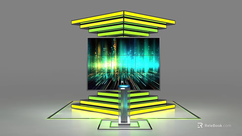 Modern Commercial Display Equipment With Illuminated Stand And Large Digital Screen 3d model 