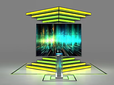 Modern Commercial Display Equipment With Illuminated Stand And Large Digital Screen 3d model