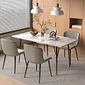 Modern Cream Dining Table Rock Plate Dining Table Square Dining Table 3d model